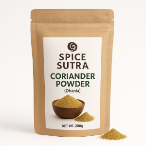Aromatic and fresh, our coriander powder brings subtle citrusy notes, making it a must-have for curries, gravies, and chutneys. USP: Stone-ground for authentic flavor retention.