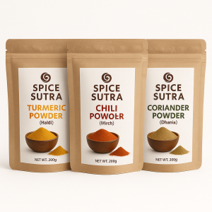 Combo of Chilli Powder, Turmeric Powder, Coriander powder with Natural Oils, 100g, Crafted by Spice Sutra, With Chef’s Exclusive Tip, Rich Aroma & Flavour